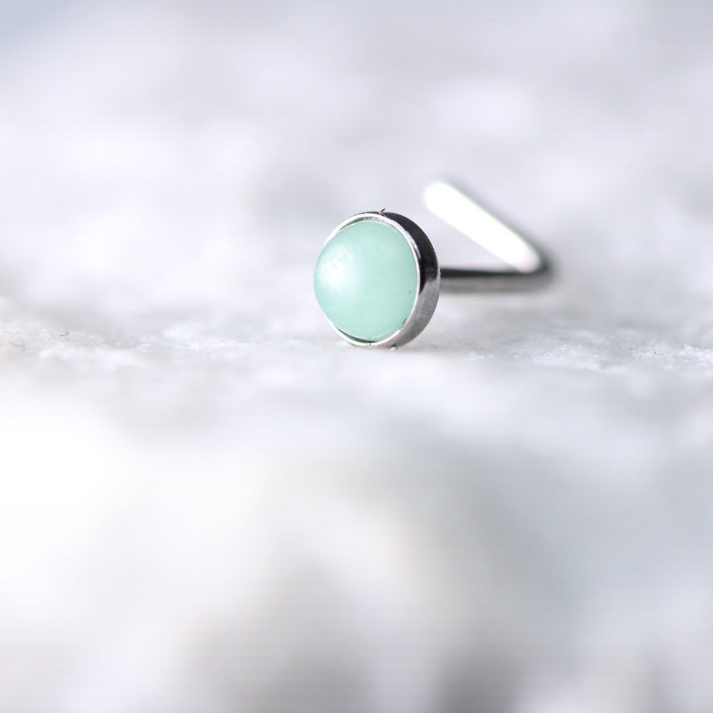 Soft Jade Green Opal Nose Piercing 20gauge New